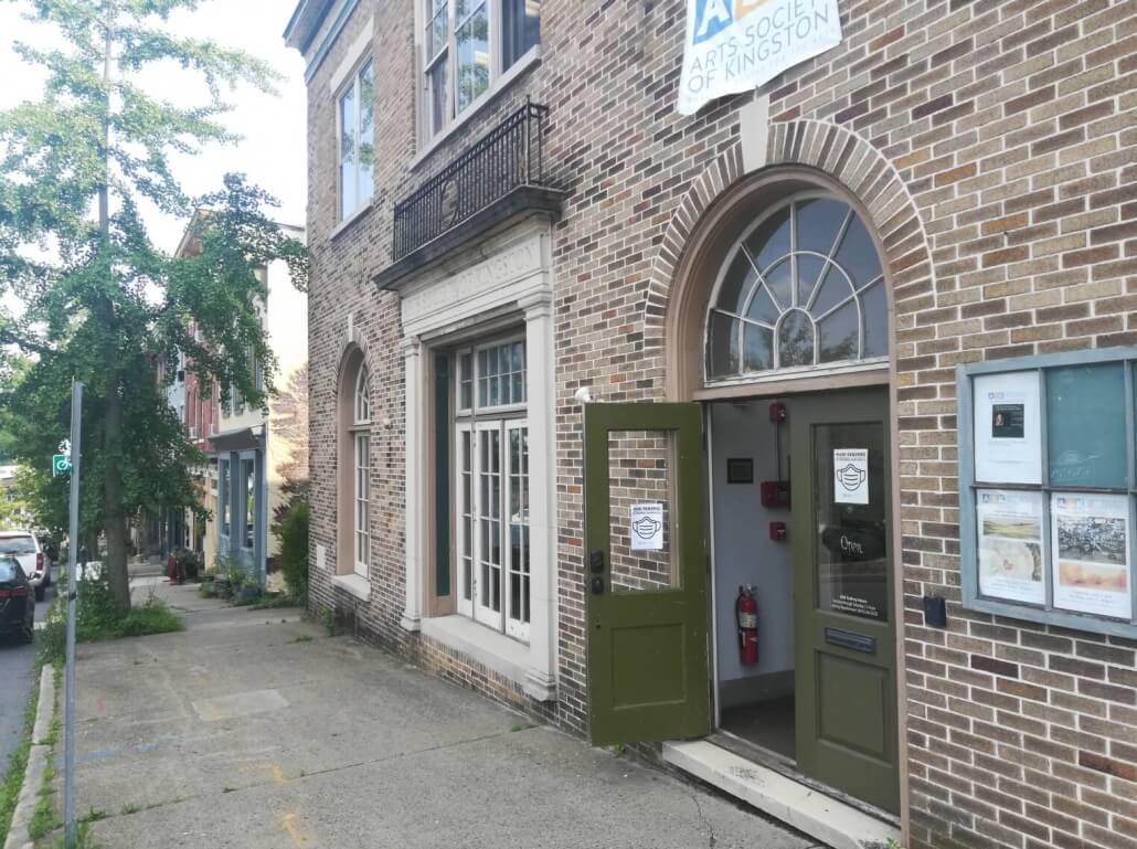 The front of the building for the Arts Society of Kingston, with its doors wide open to the public