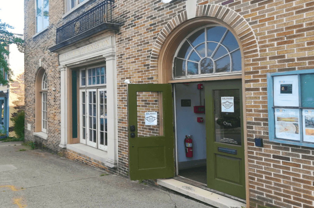 The front of the building for the Arts Society of Kingston, with its doors wide open to the public