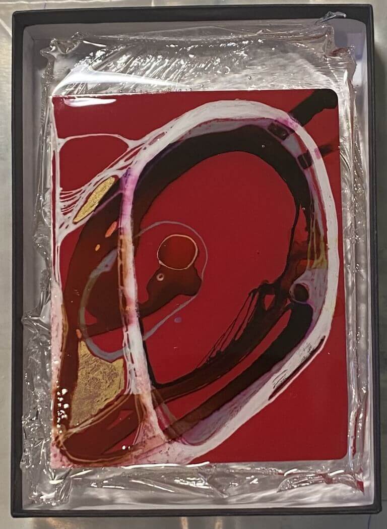 Isabel Cotarelo - 'Embryos Series 6- 3 Of 5' - Ink, Watercolor, Markers, 3Dpen On Paint Swatches Or Arches Paper. Encased In Resin. 4 H X 6 W $100