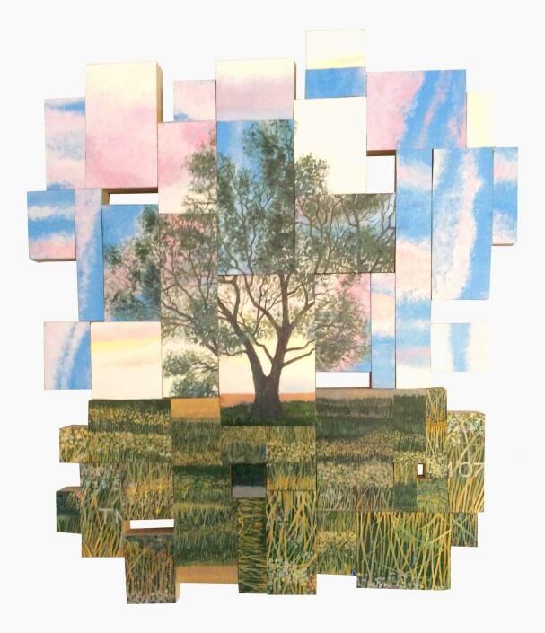 Terry Murray – ‘Redux 5’ – Acrylics On Wood Panel Assemblage. 17 H X 14 W $500