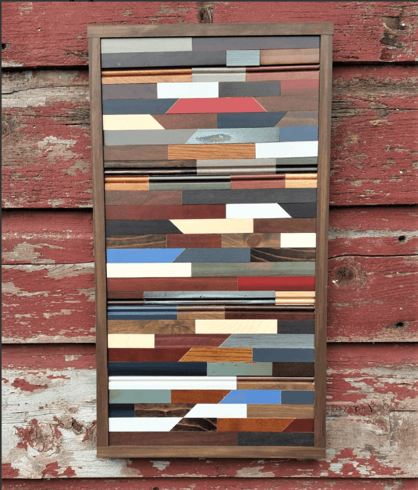 Bonnie Gulden – ‘Sampling’ – Rescued Materials- Wood. 21 H X 12 W $245