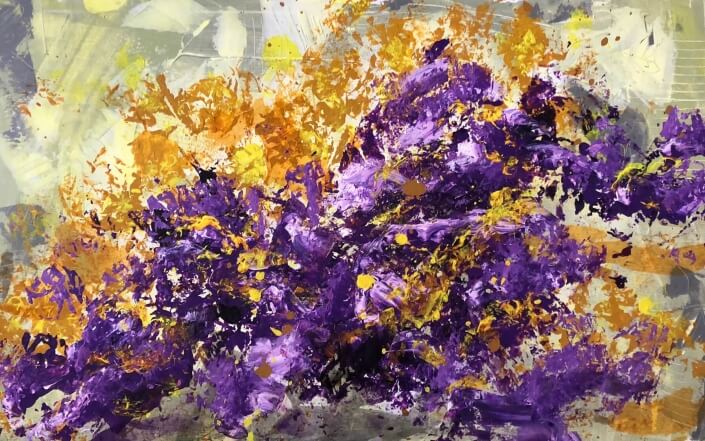 Kate Masters – ‘Asters And Goldenrod’ – Acrylic On Canvas. 25 H X 40 W $350