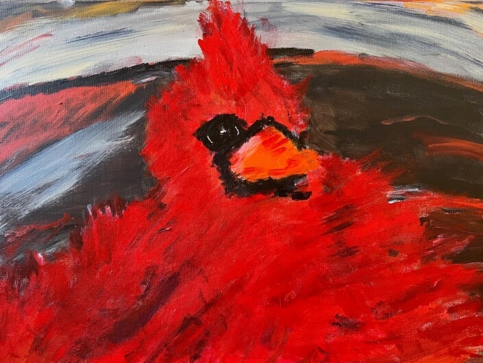 Marjorie Magid – ‘Cardinal’ – Acrylic And Oil. 16 H X 20 W $450