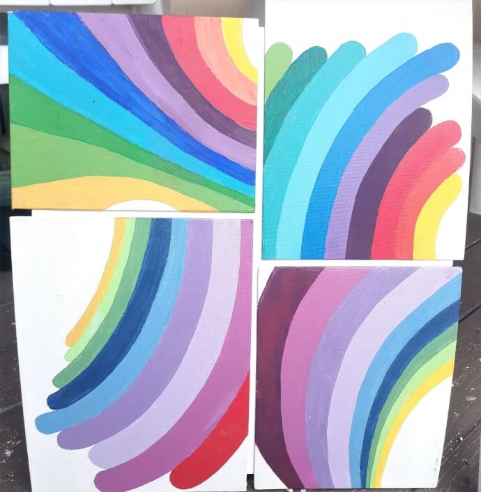 Mary Boscher – ‘Rainbow Quartet’ – Acrylics. 20.5 H X 17.25 W $70