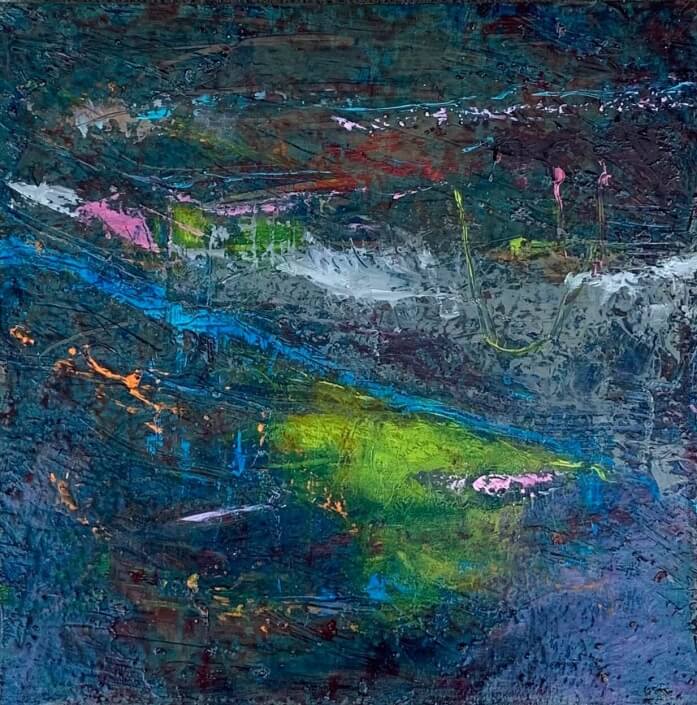 Sandra Nystrom – ‘Running Fast I’ – Oil On Board/Framed. 10 H X 10 W $550