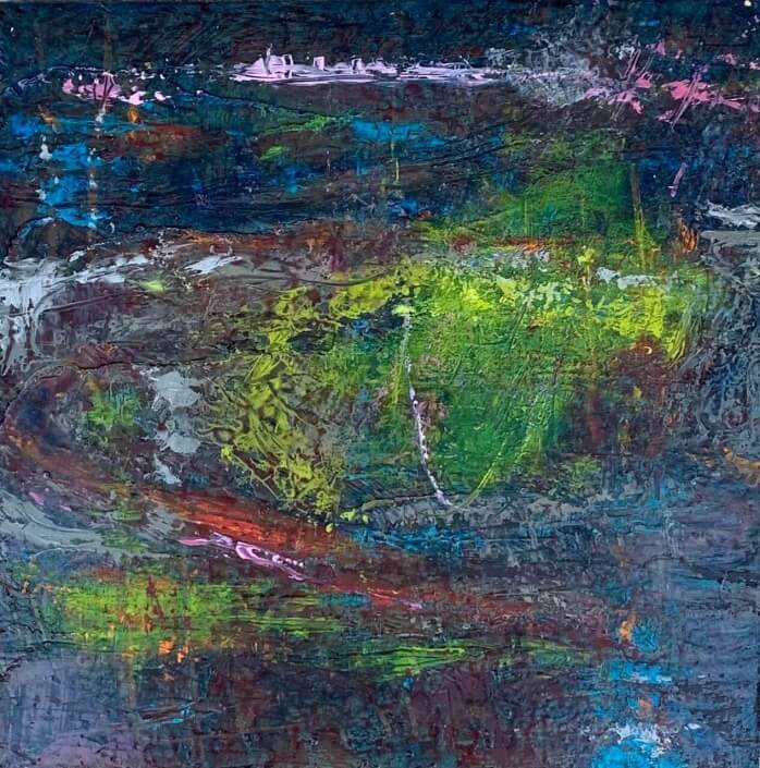 Sandra Nystrom – ‘Running Fast III’ – Oil On Board/Framed. 10 H X 10 W $550