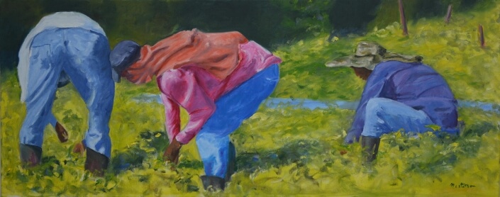 Barbara Masterson – ‘Jerry & Friends’ – Oil On Canvas. 16 H X 40 W $1300