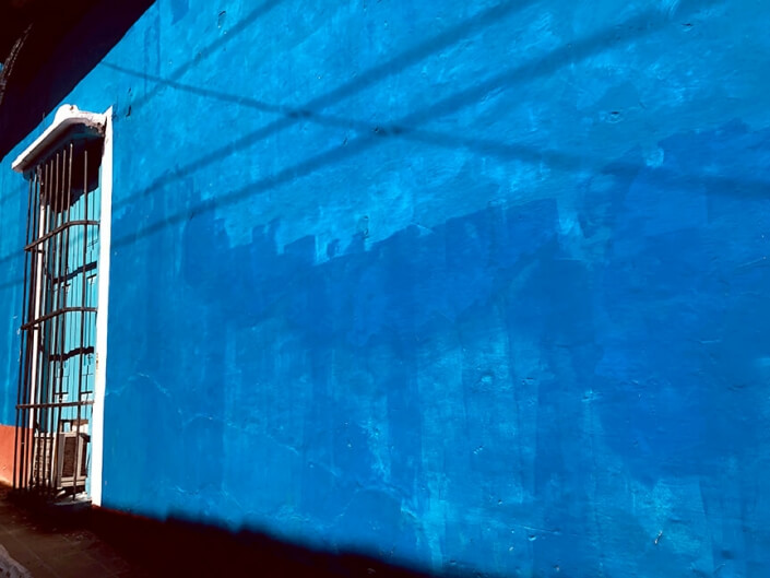 Dorothea Marcus – ‘Blue Wall, Trinidad, Cuba’ – Archival Pigment Print Of Digital Photo. 20 H X 26 W $400