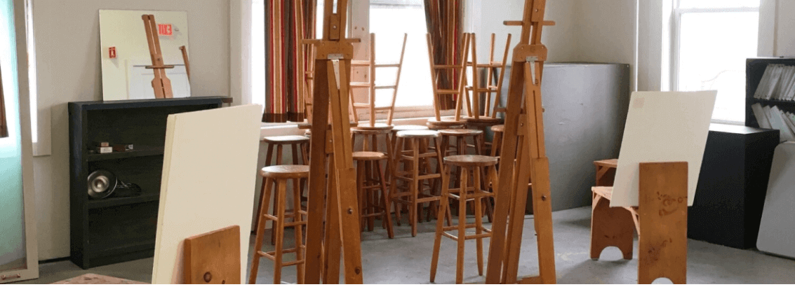Easels set up in ASK's classroom upstairs