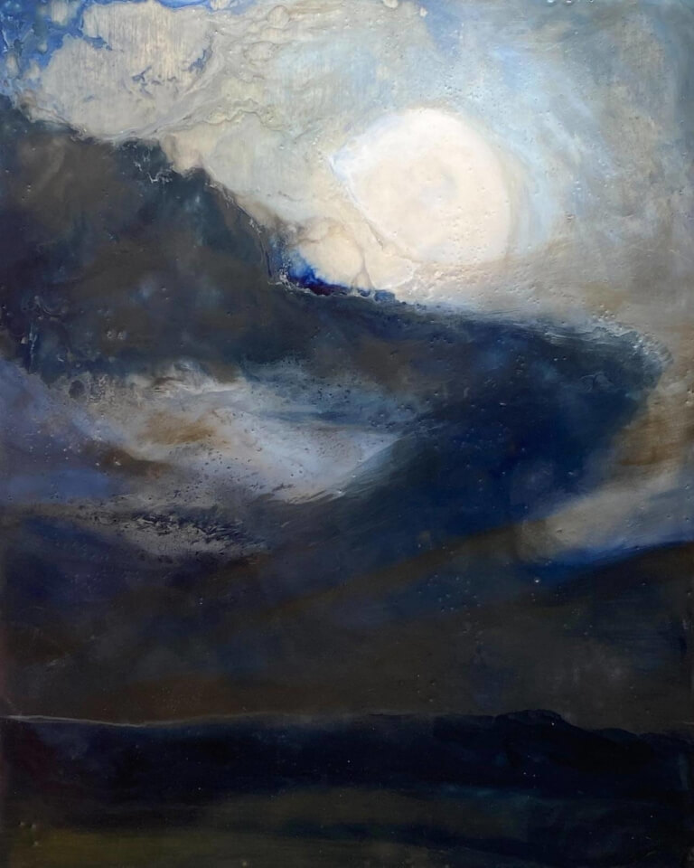 pastel drawing of Moonlight with clouds