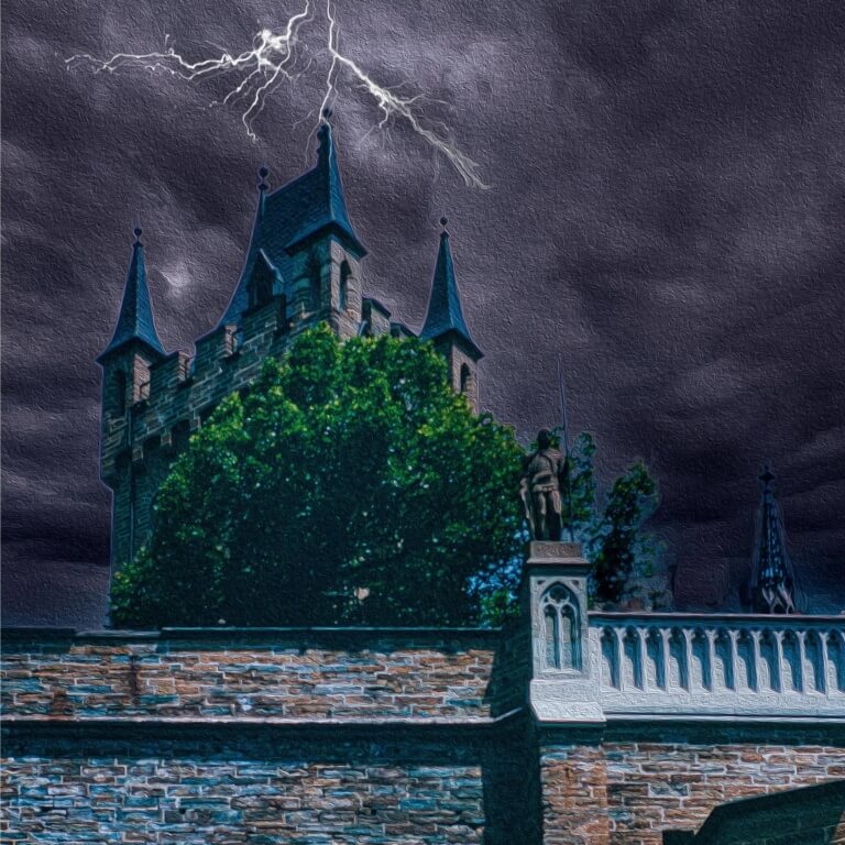 A Czech castle is the setting for a lightning storm